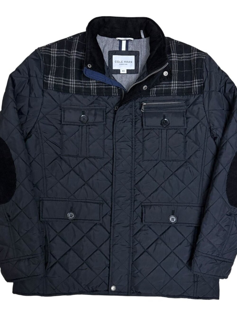 COLE HAAN Jacket Casual Light Puffer Designer Black Coat Mens Medium